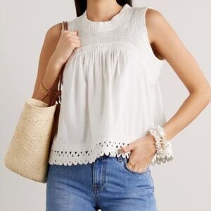 Sea New York Cream White Crochet sleeveless Blouse Tank Top
